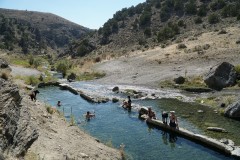 Soaking in the hot pools at 12 Mile Hot Springs, near Wells, Nevada.